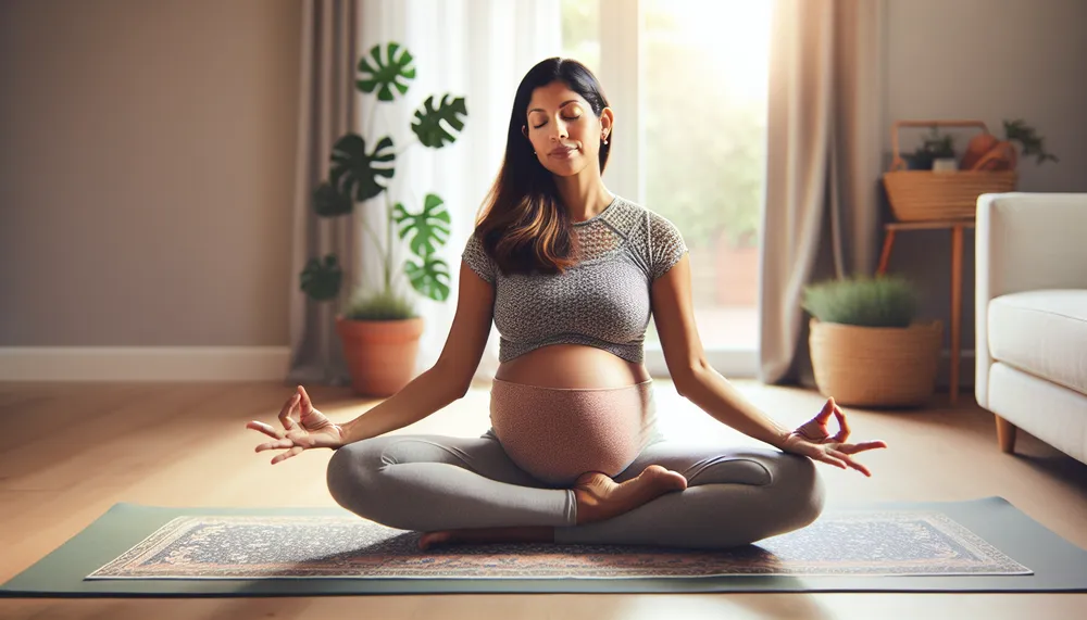 illustration of a pregnant woman exercising safely with yoga