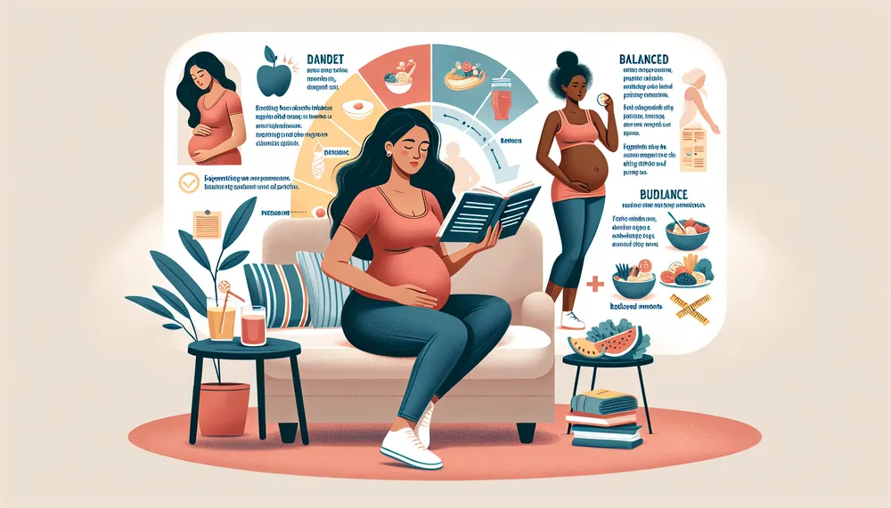 Pregnancy health tips illustration depicting care, comfort, and advice for expecting mothers