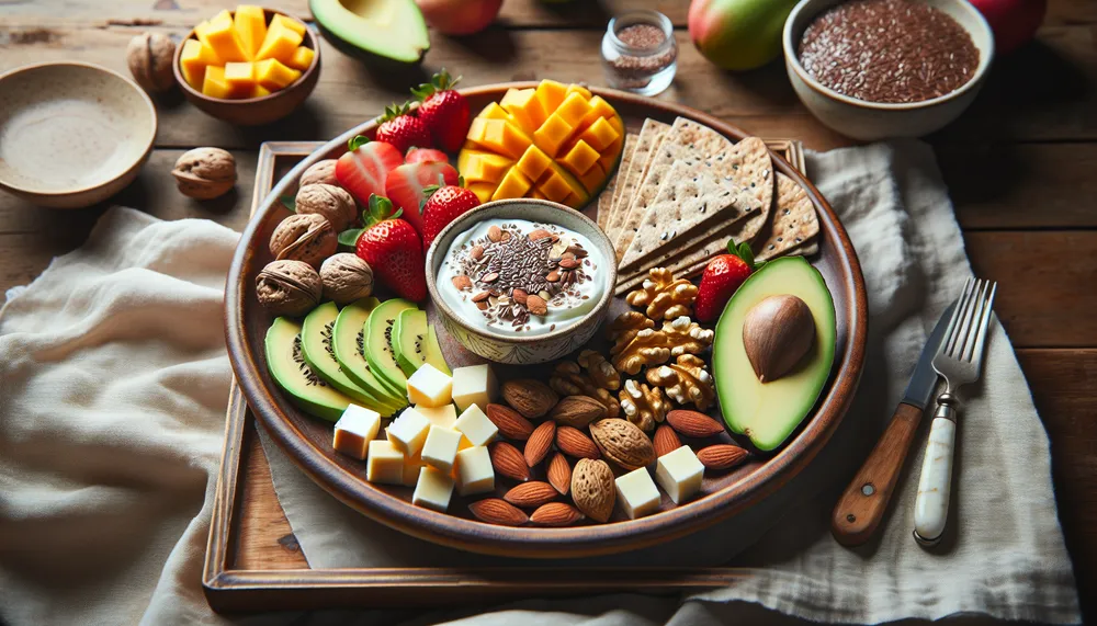 Healthy snacks plate for breastfeeding moms