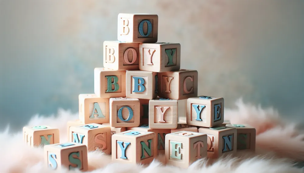 a charming illustration of baby blocks spelling unique boy names