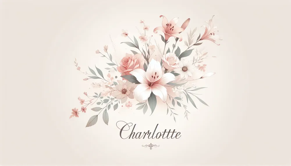 A delicate illustration symbolizing the name Charlotte with soft colors and floral elements.