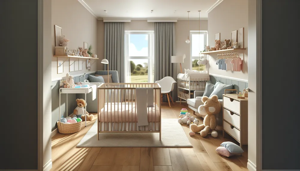 a peaceful and modern nursery room with a stack of coterie diapers