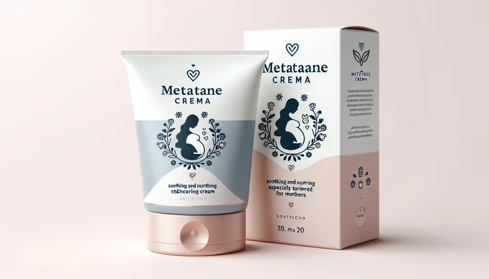 a soothing and nurturing skincare cream tailored for mothers, Metatitane crema, pregnancy and motherhood themed