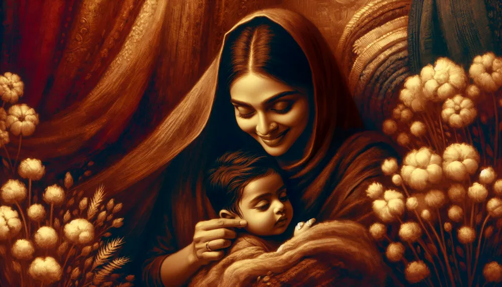 a warm and nurturing depiction of motherhood, showcasing the love and bond between a mother and child