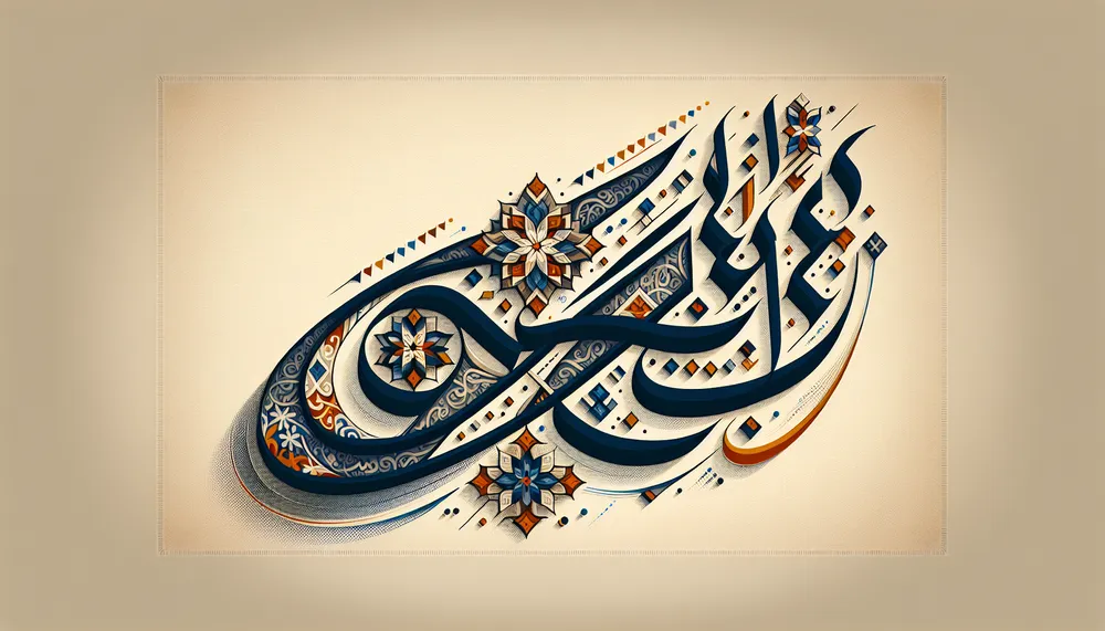 abstract calligraphy representing the name Nayel with Islamic motifs