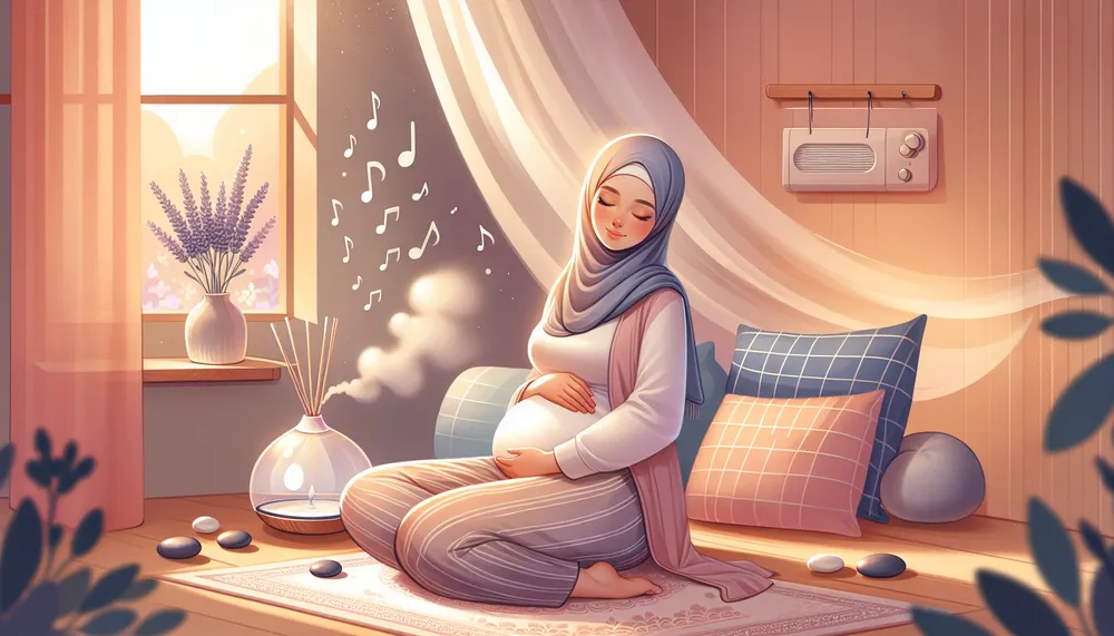 a serene and comforting image depicting emotional well-being during pregnancy