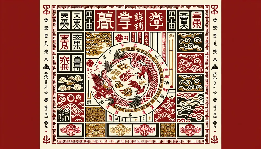 Chinese gender predictor chart with calligraphy and traditional design elements