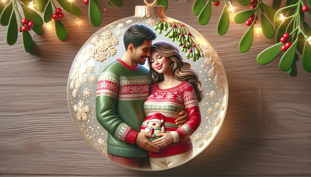 expecting couple christmas ornament