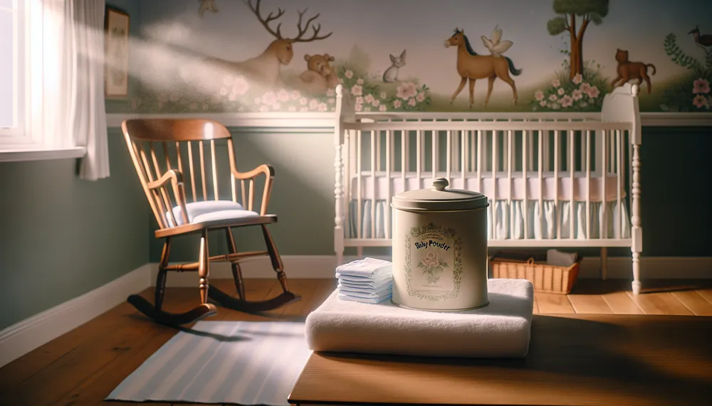 gentle and safe baby powder in a serene nursery setting