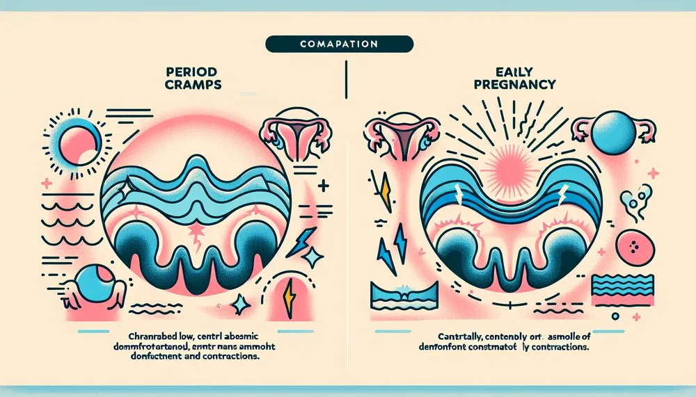 illustration of period cramps and early pregnancy cramps comparison