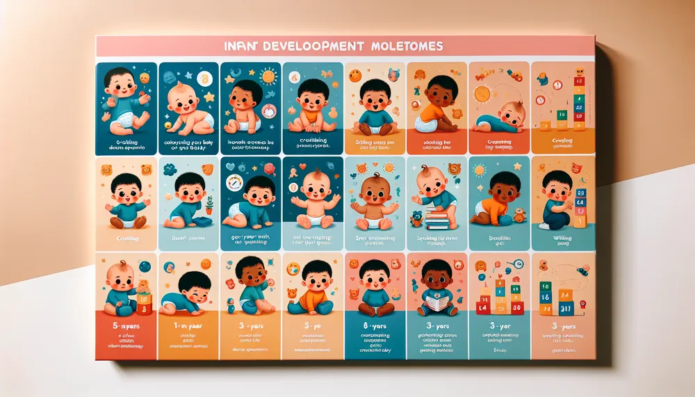 Illustrated chart of infant development milestones