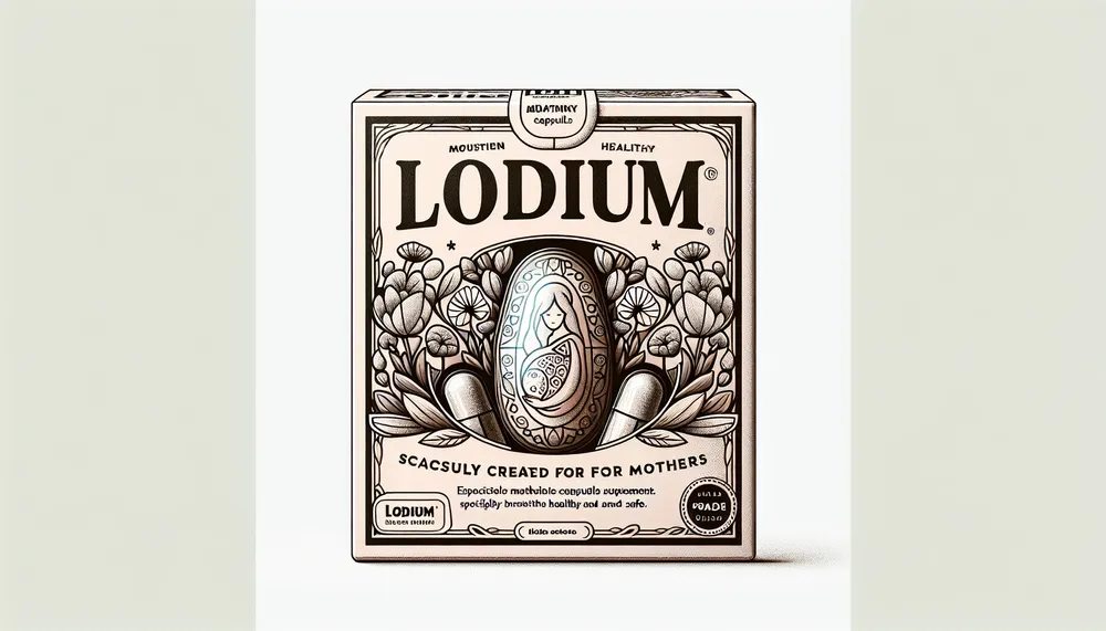 Lodium Capsule supplement for moms, healthy and safe, packaging and capsules visible