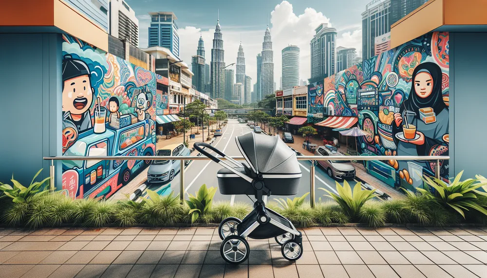 modern stroller in urban Malaysia setting