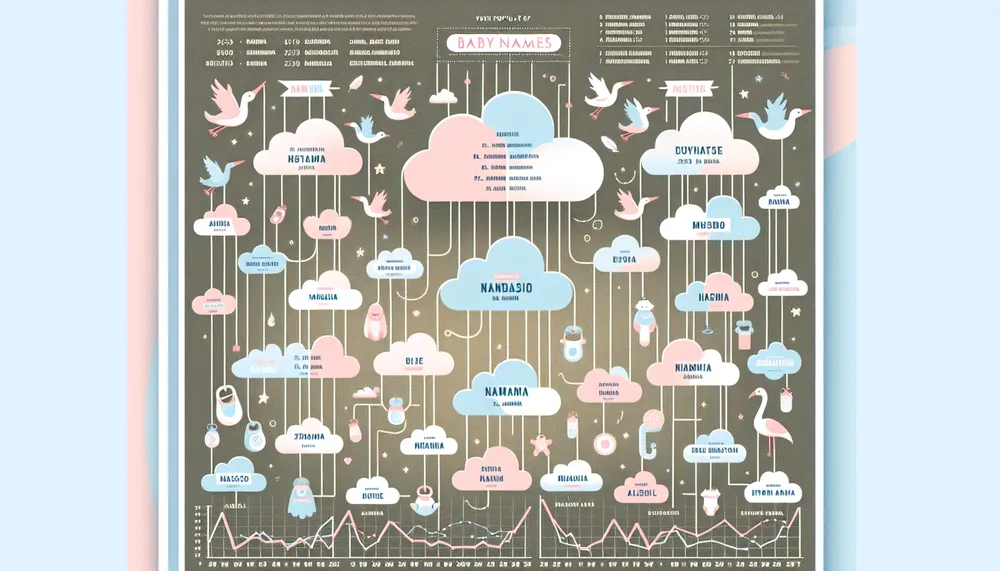 Illustration of baby names popularity chart for 2023