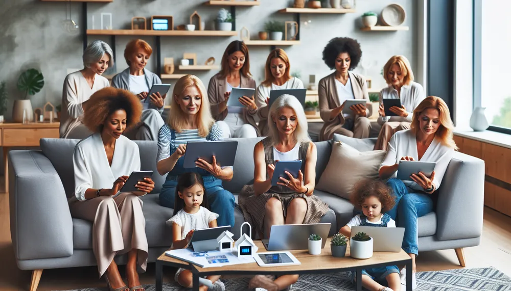 Tech Savvy Moms navigating the digital world, inspirational and modern