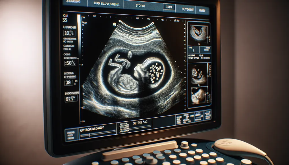 Ultrasound image showing pregnancy development